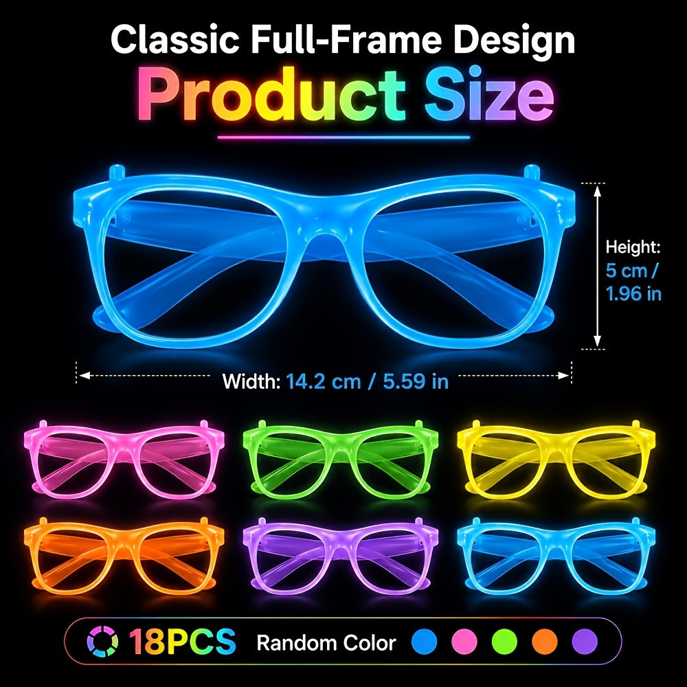 random 16  in dark party glasses neon green purple