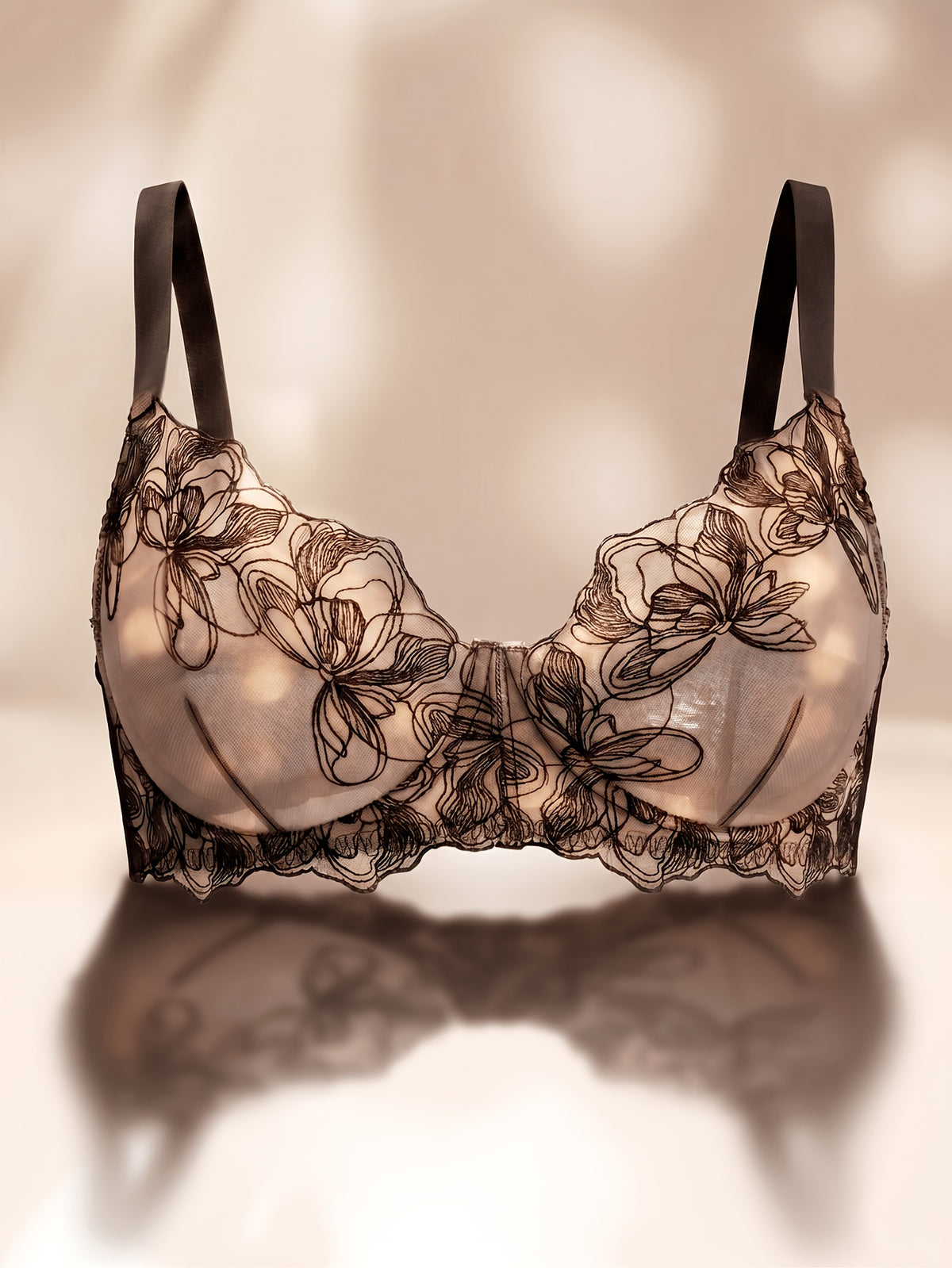 a plus size womens lace trimmed   push bra embroidery