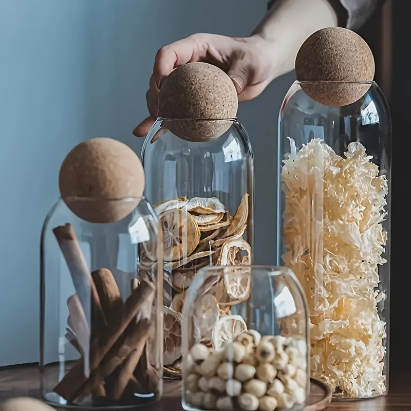 3pcs glass storage container spherical cork stopper 17 oz