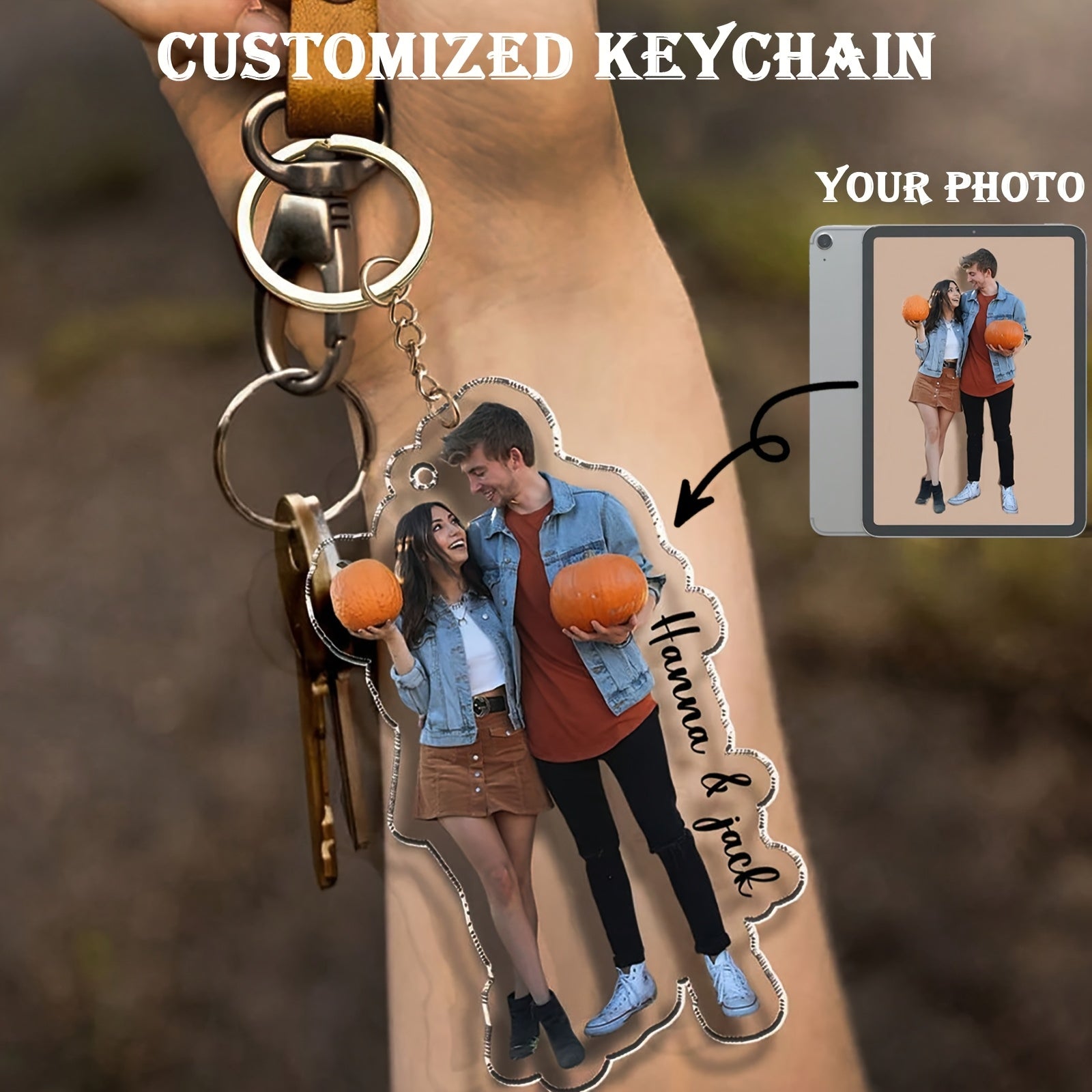 1    photo text keychain
