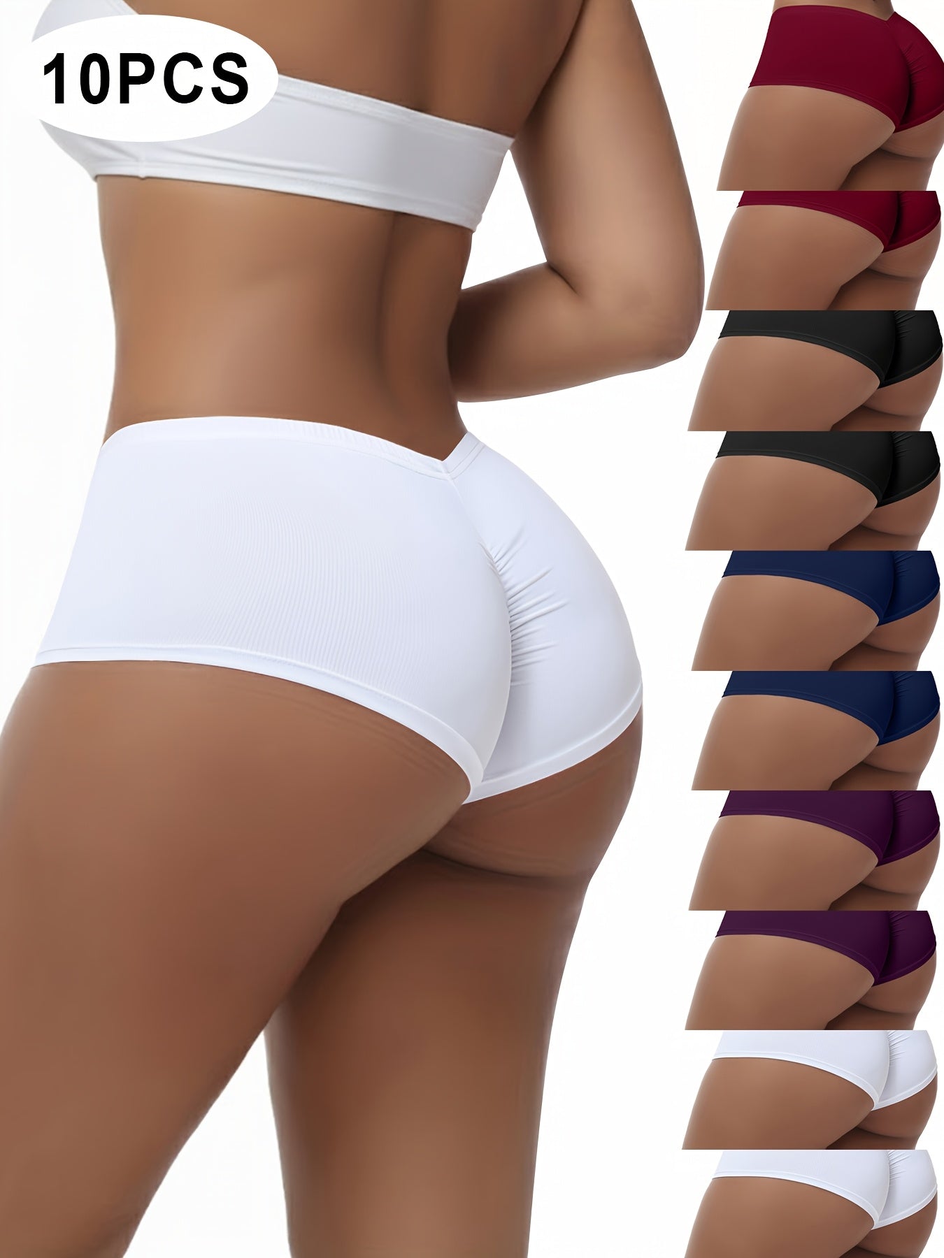 10pcs womens multi color solid color underwear suitable