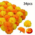 5 17 34pcs realistic marigold flowers heads vibrant orange