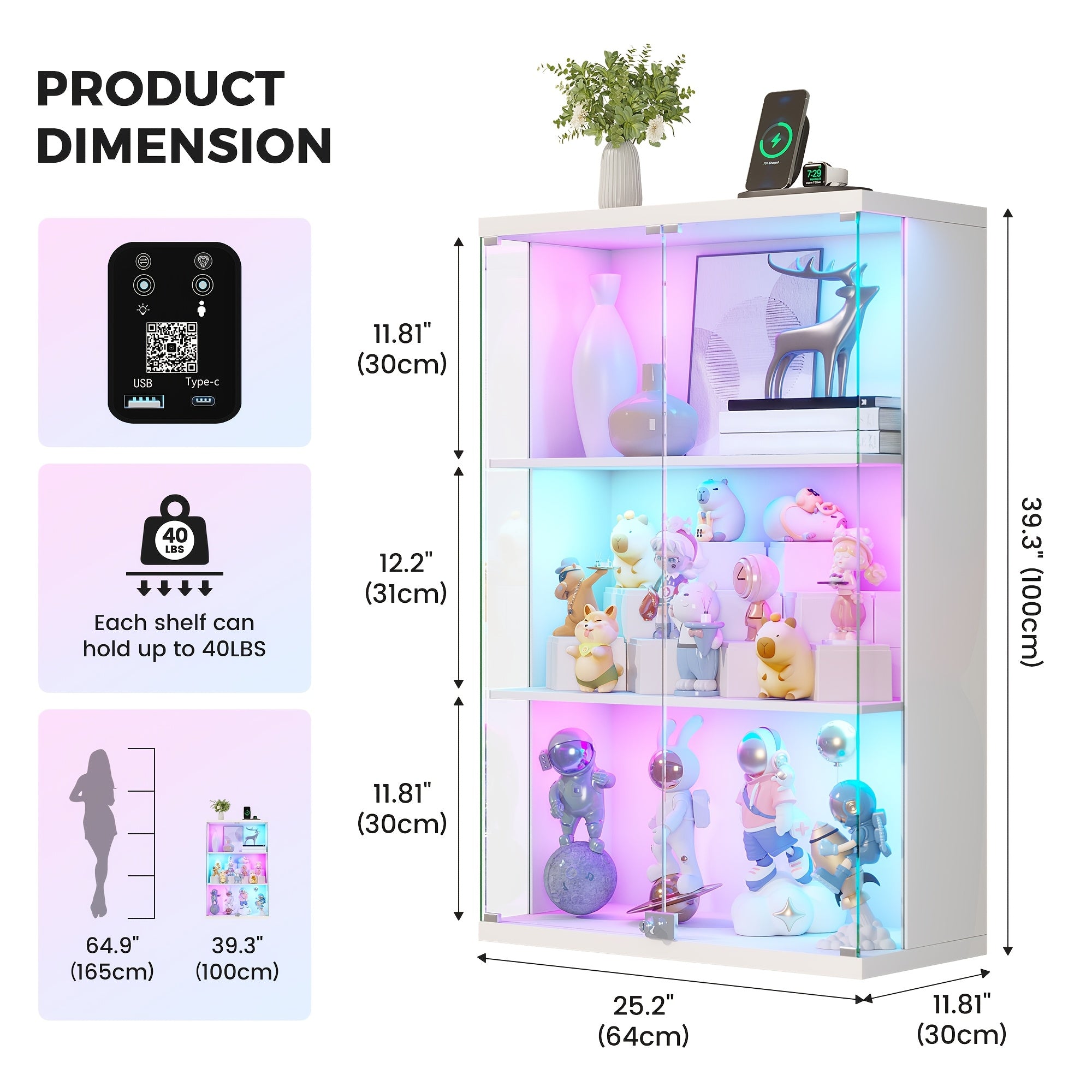 hwb rgb display cabinet glass doors 39 3 tall