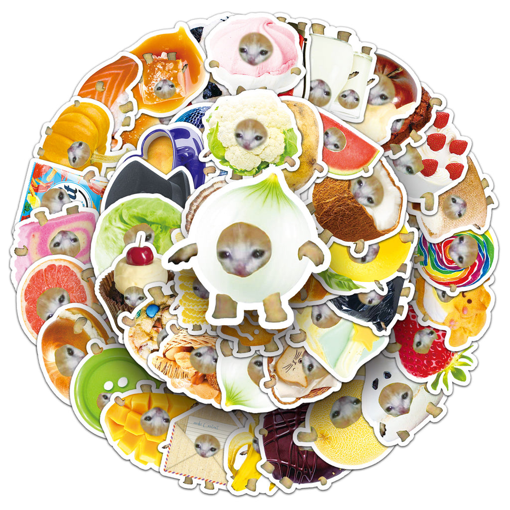 50pcs kitten head meme stickers vintage cute aesthetic funny