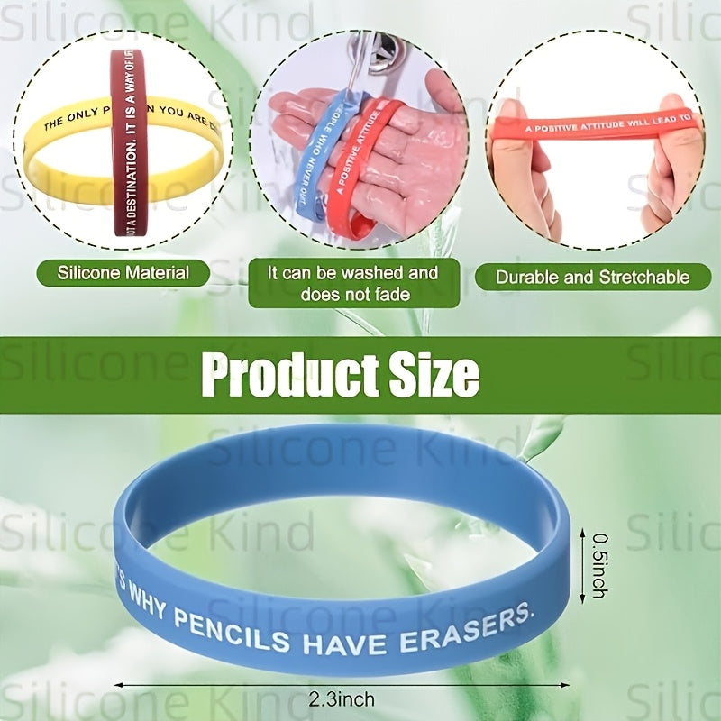 custom 55pcs inspirational quote rubber wristbands bulk