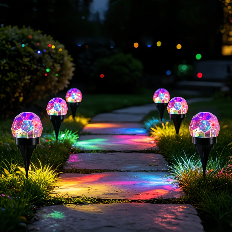 2pcs solar color changing crystal ball ground plug light