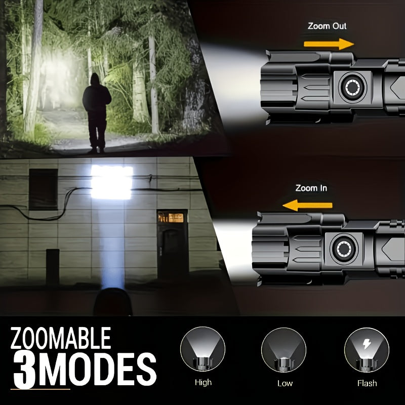 2 high power zoom flashlights outdoor multi functional