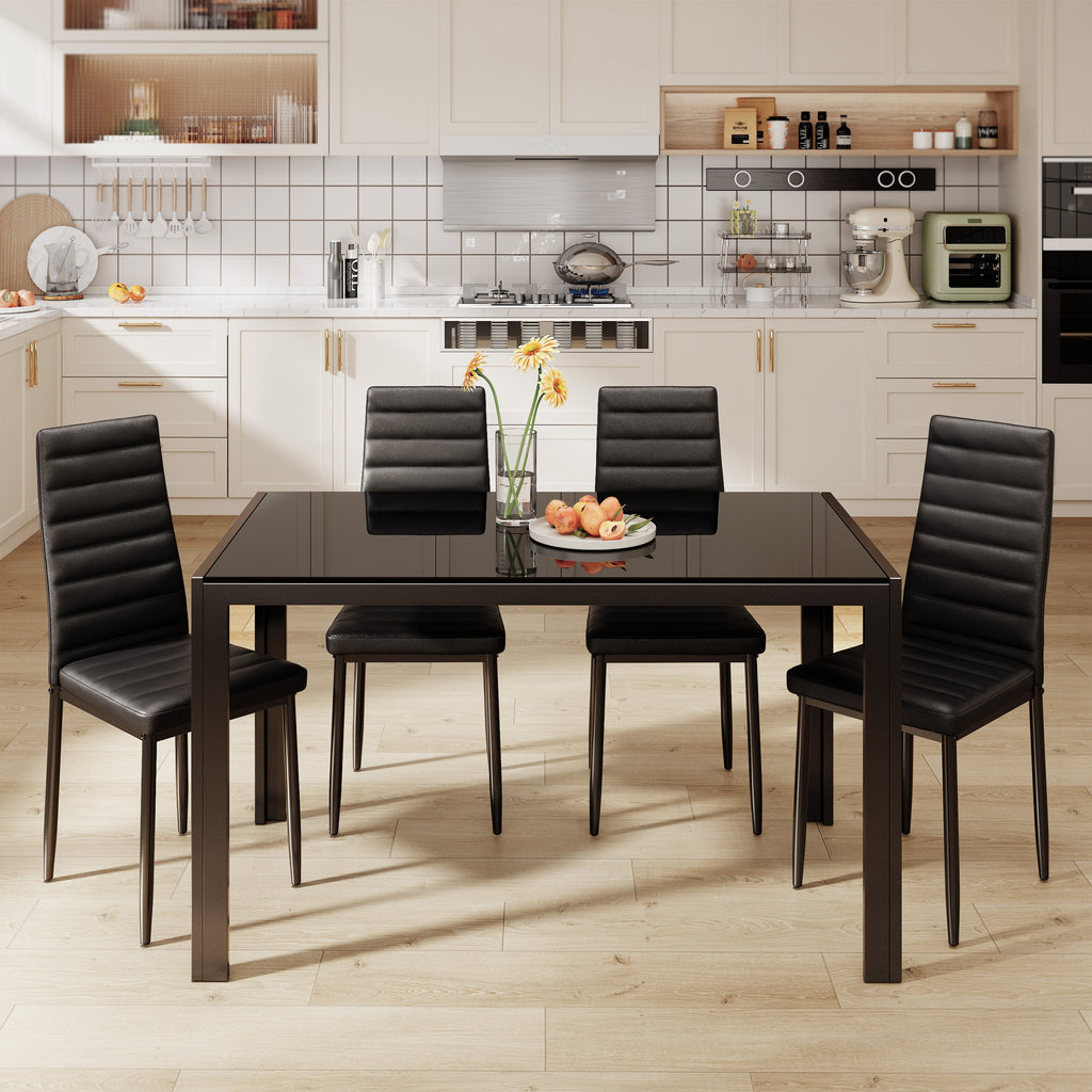 5 piece glass top dining set 5pcs glass dining table
