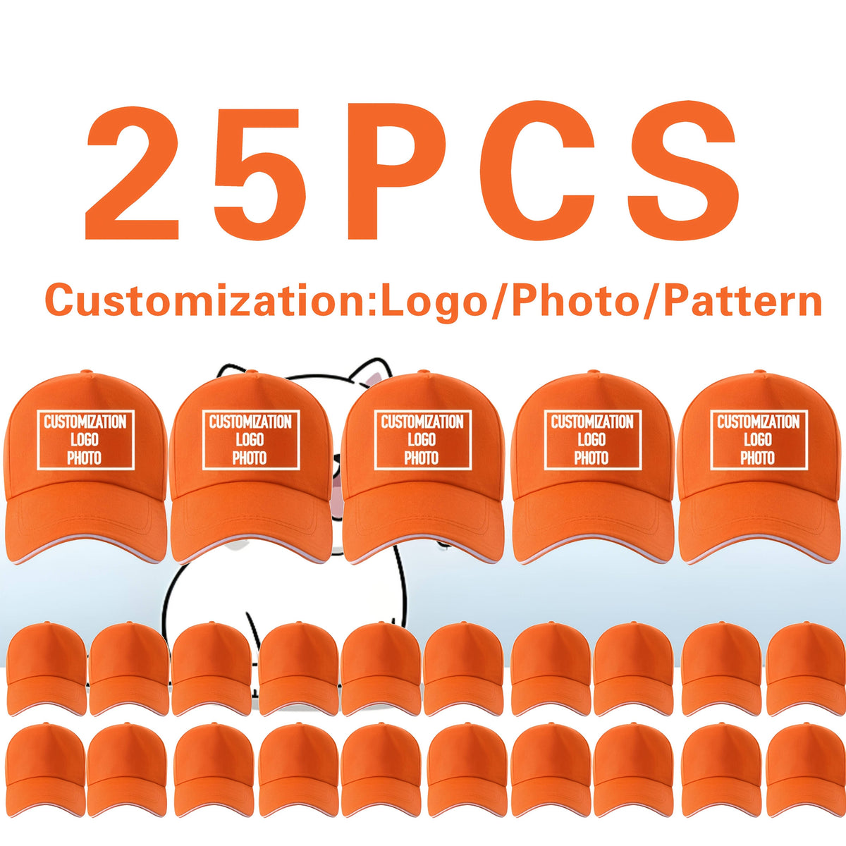 25pcs customizable     baseball caps adjustable