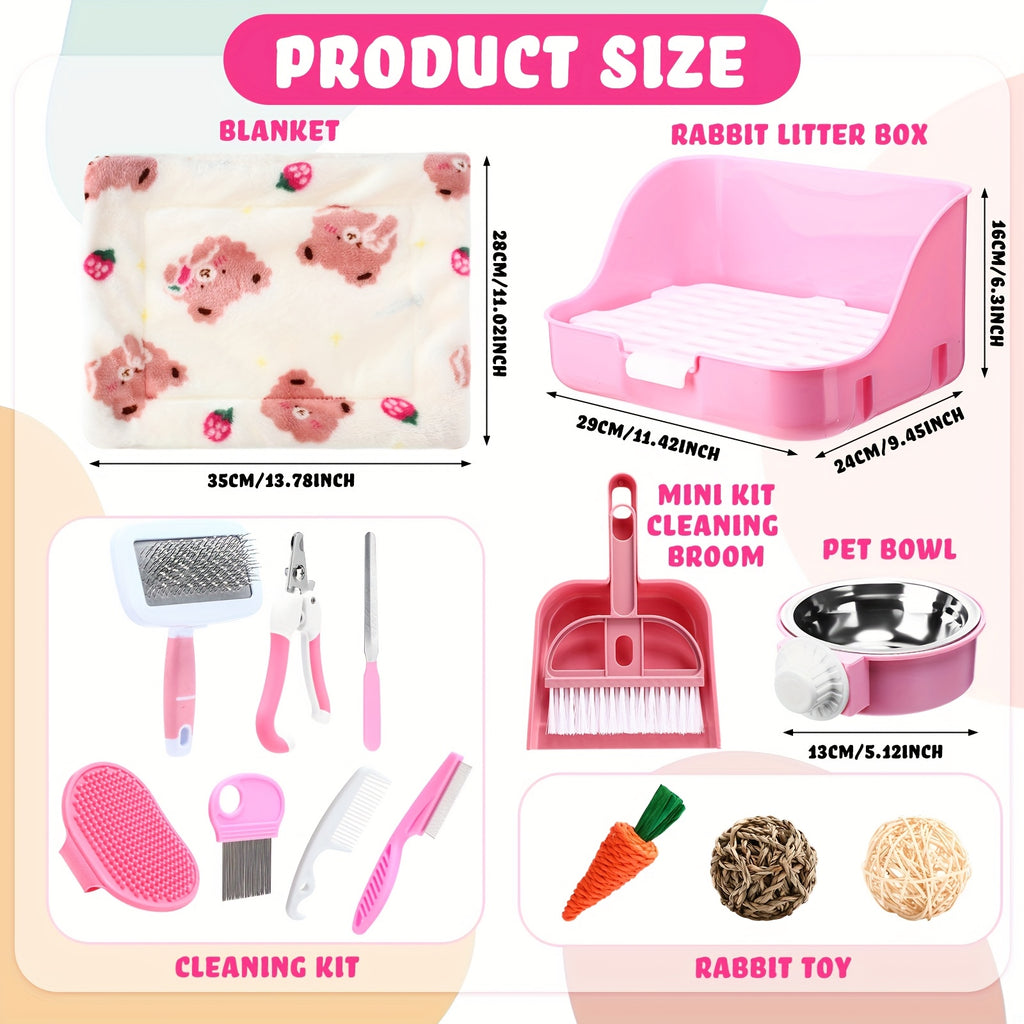 15pcs rabbit starter kit small litter box animal grooming
