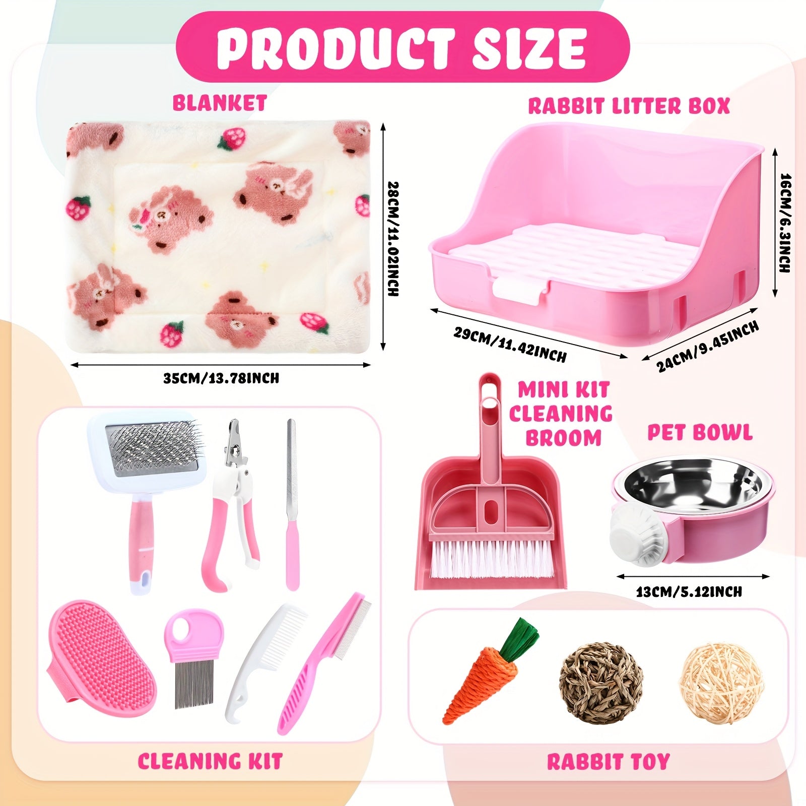 15pcs rabbit starter kit small litter box animal grooming