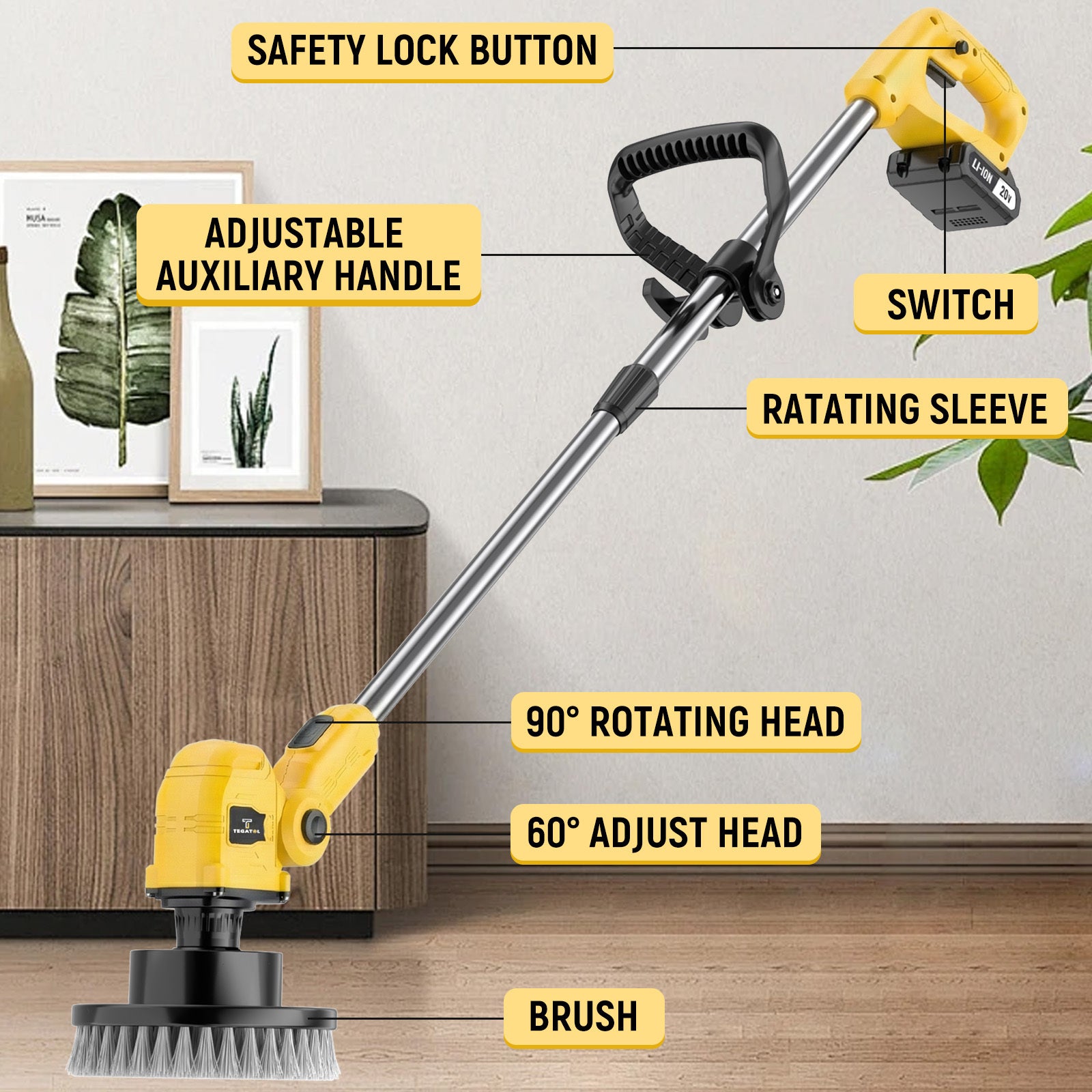 wireless rotating floor cleaner   2 brushes 4 mop pads a