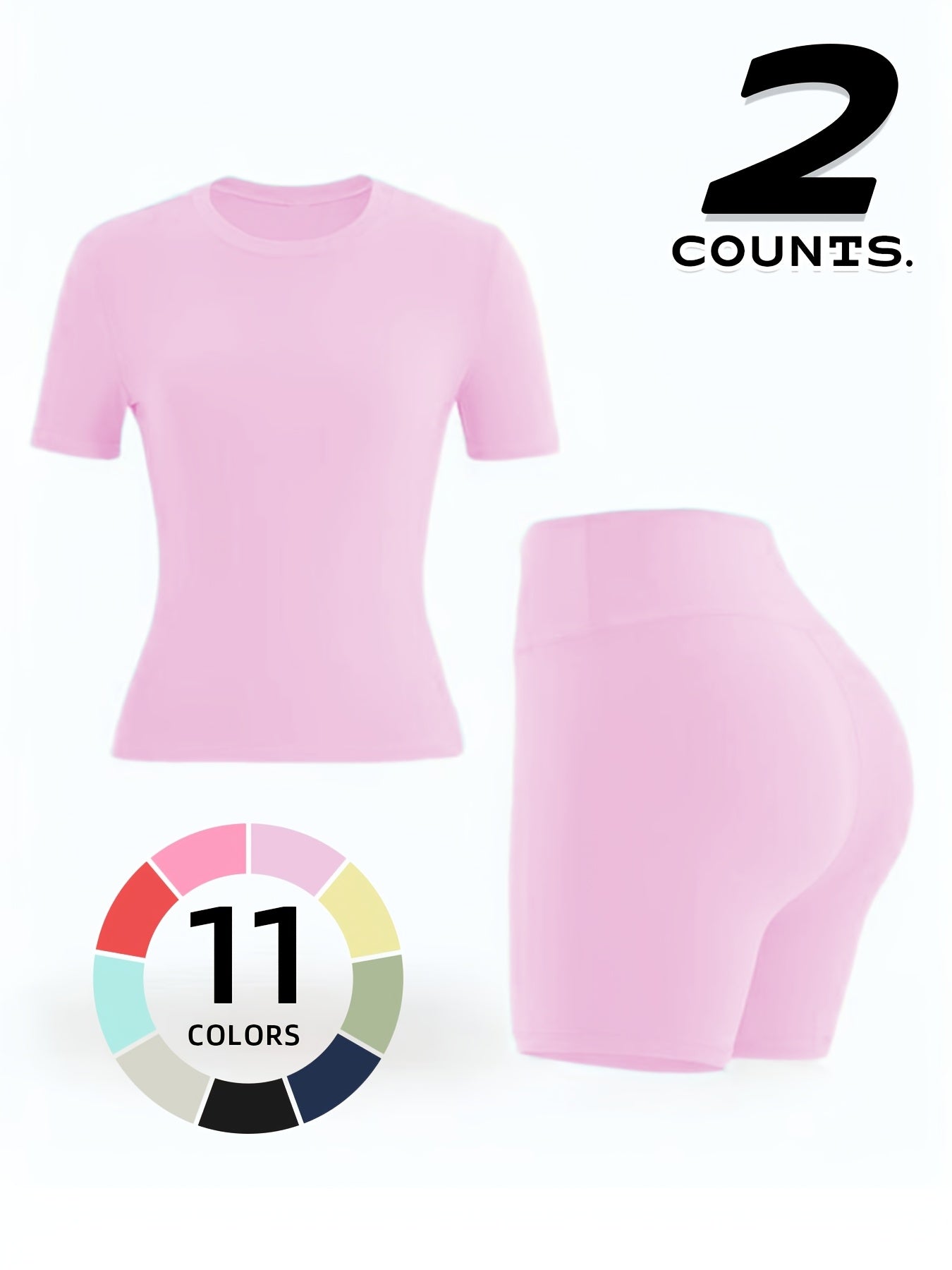 womens 2pcs athletic outfit set short sleeve
