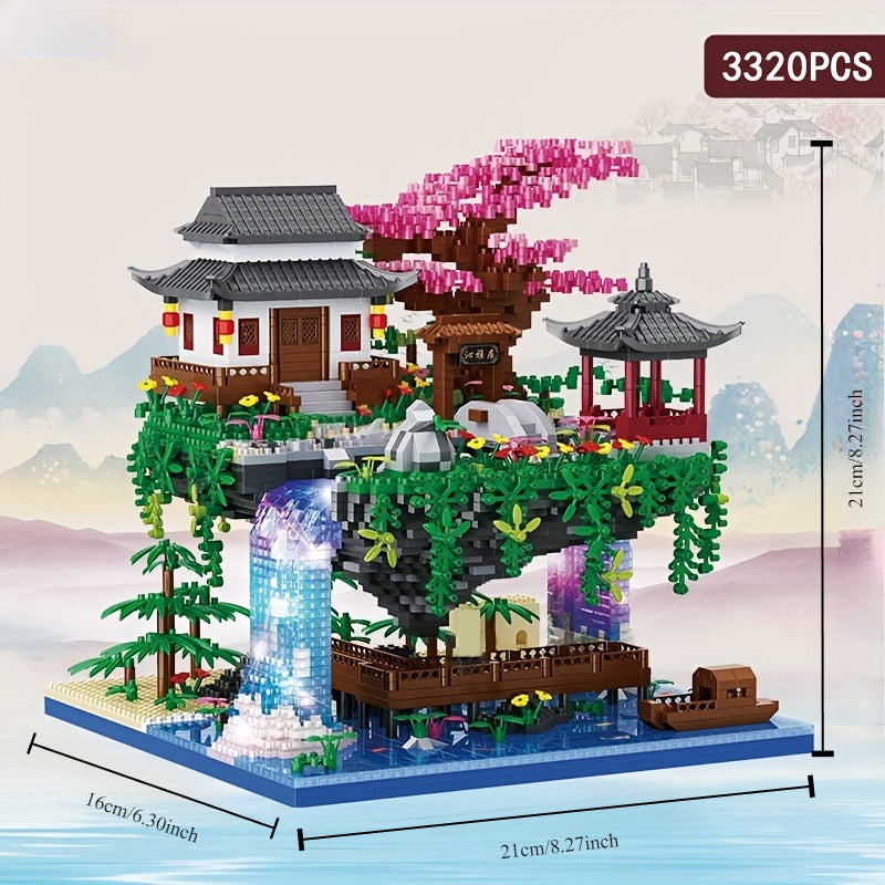 3320pcs micro building blocks set chinese architecture peach