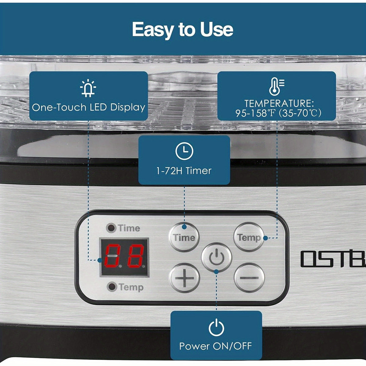 food dehydrator machine adjustable temperature 72h