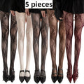 5 pair pack patterned hollow vintage lace jacquard floral