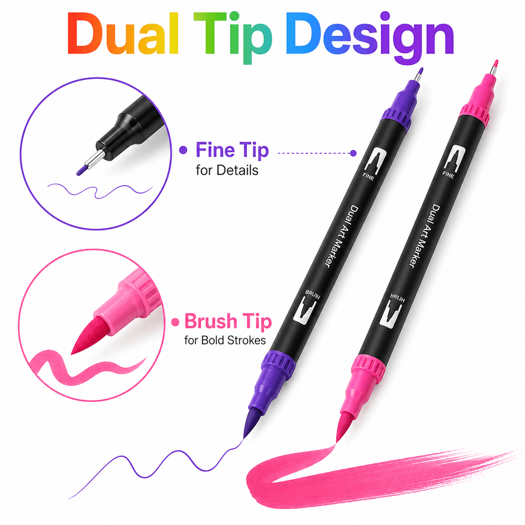24 pack double tip coloring drawing pens rich