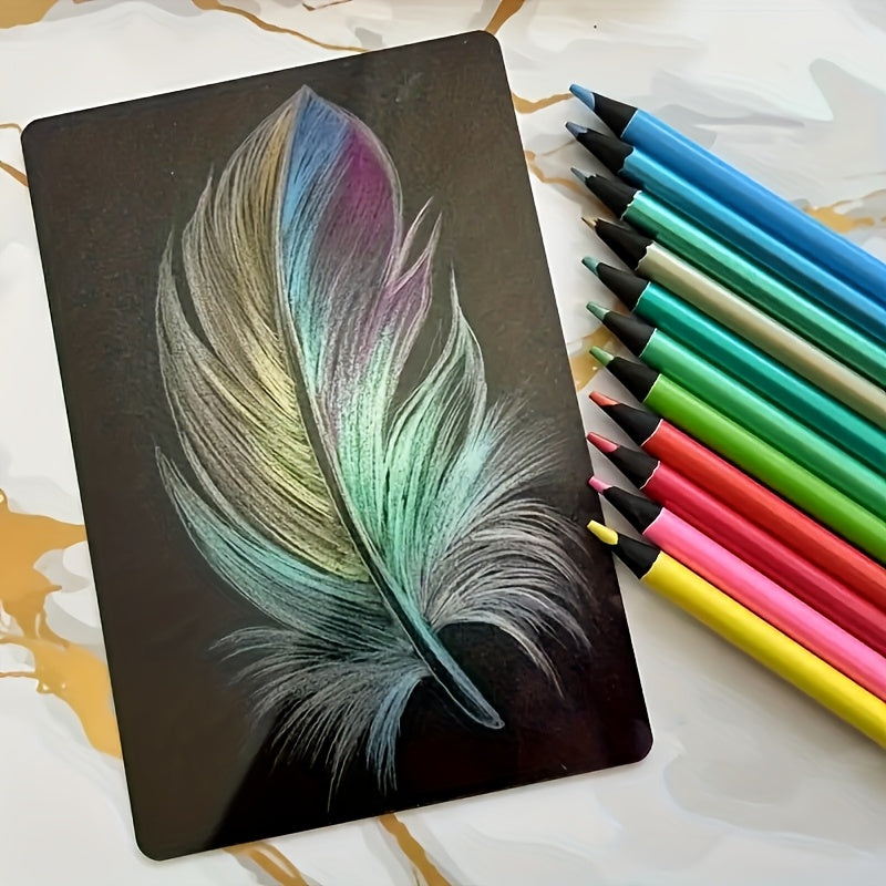 24 colors metallic colored pencils set glossy shiny metal