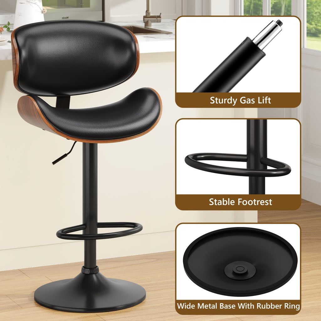 1 2pcs bar stools adjustable swivel faux leather bar stool