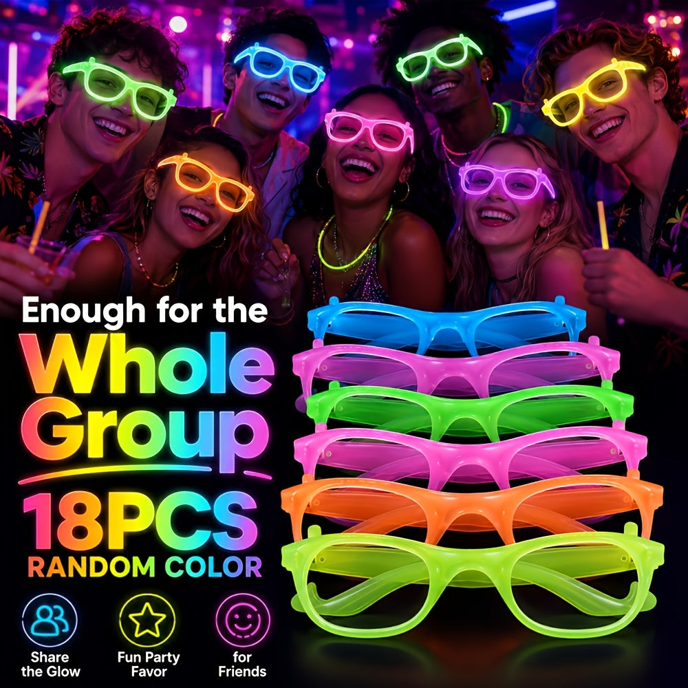 random 16  in dark party glasses neon green purple