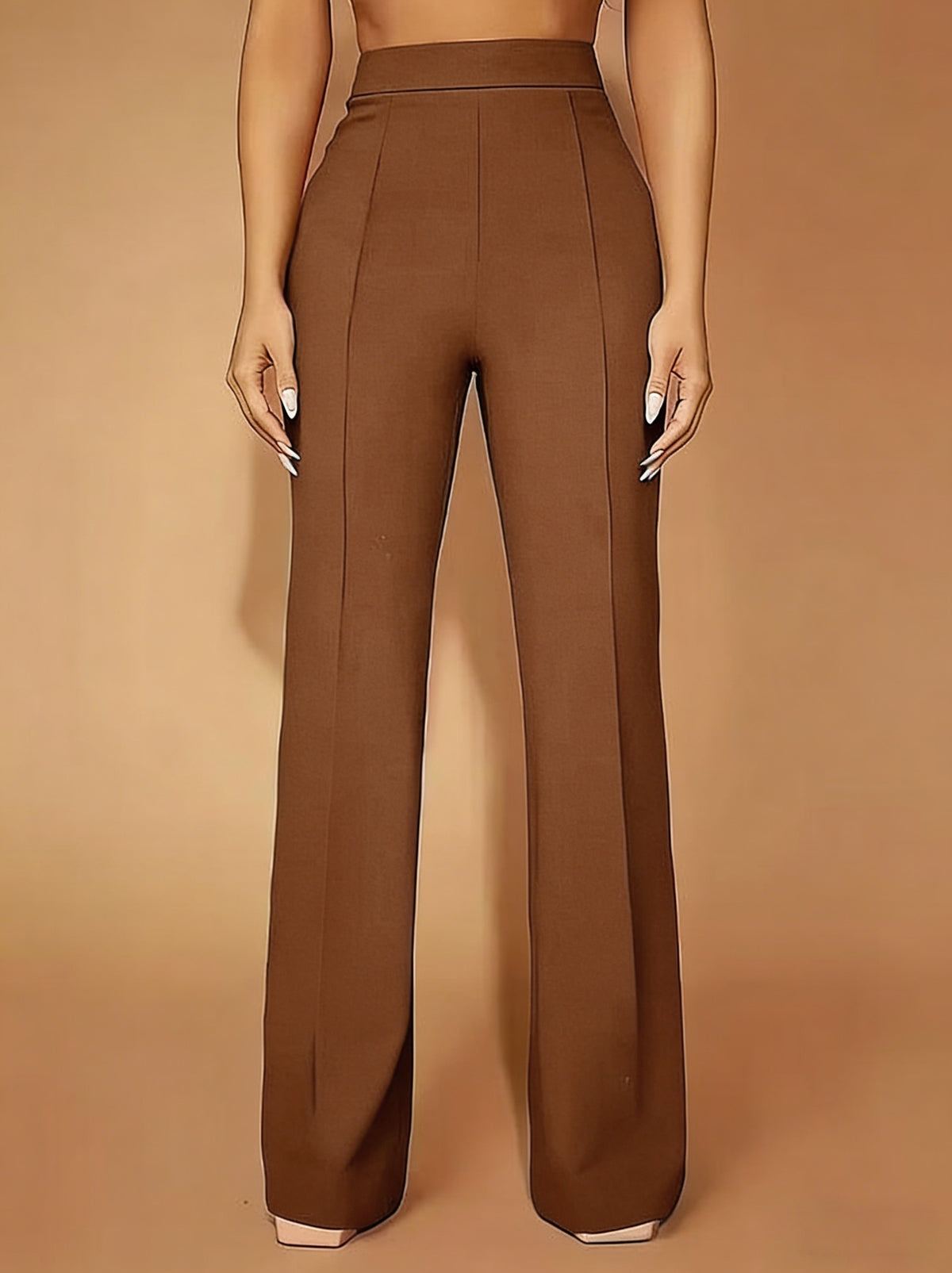 womens high waist wide leg trousers stretchy elastic