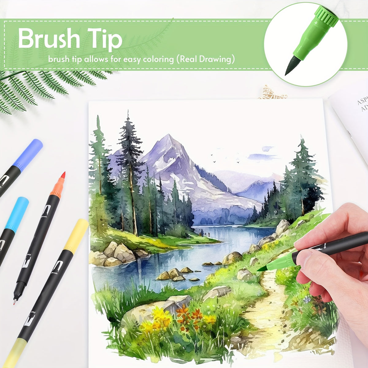 121pcs dual tip watercolor art markers set