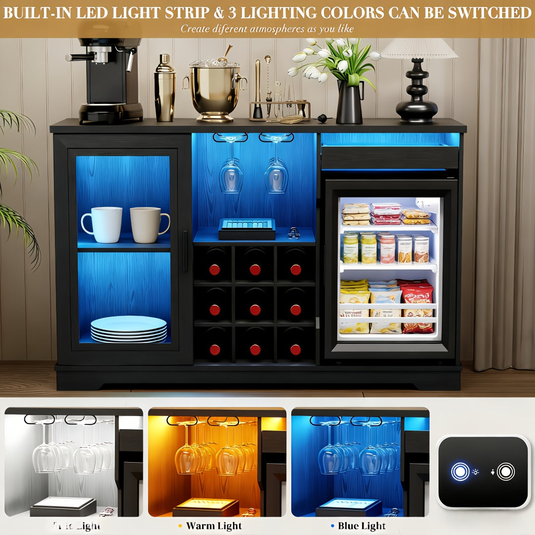 home bar cabinet mini fridge led lights black liquor cabinet