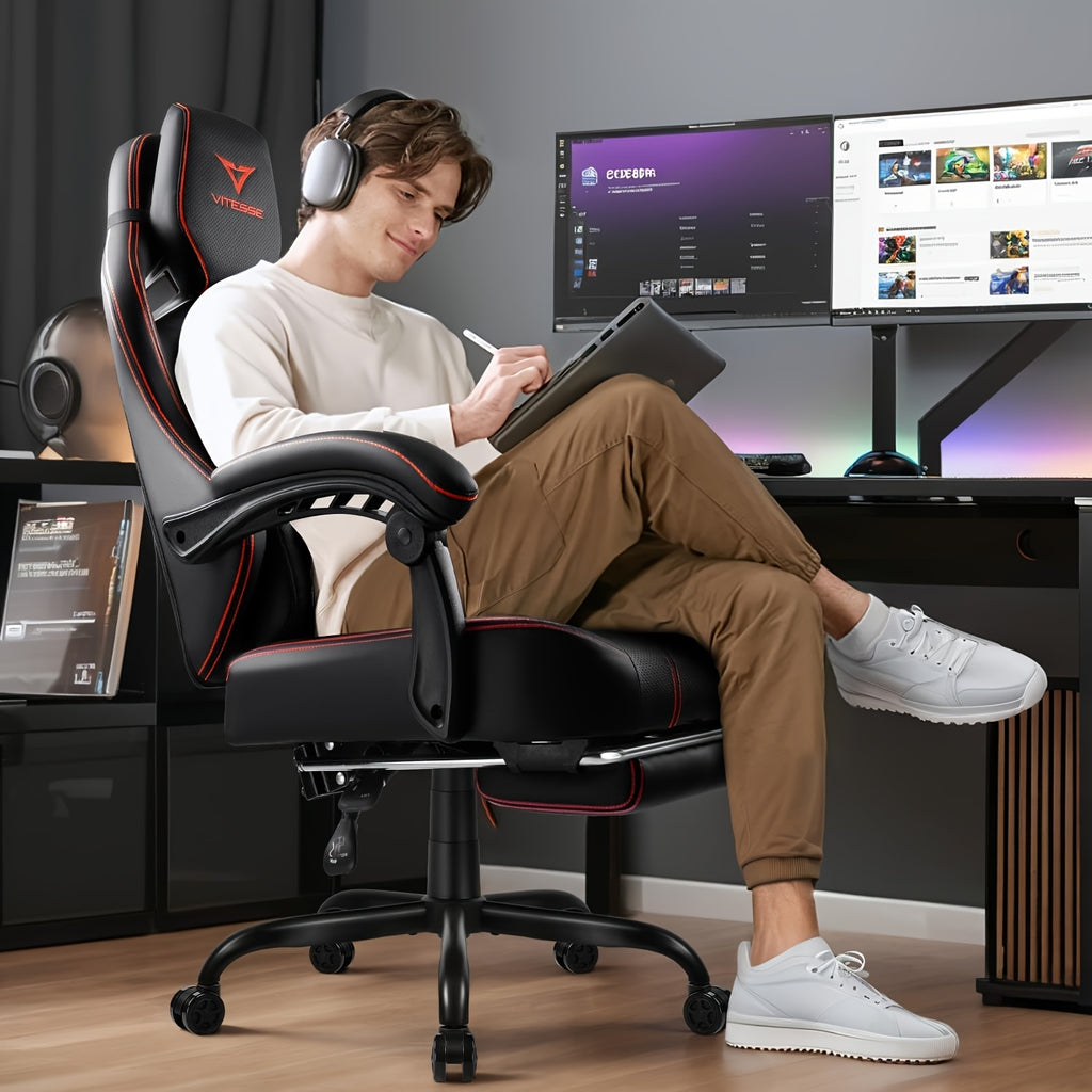 big tall gaming chair 400lb weight capacity footrest