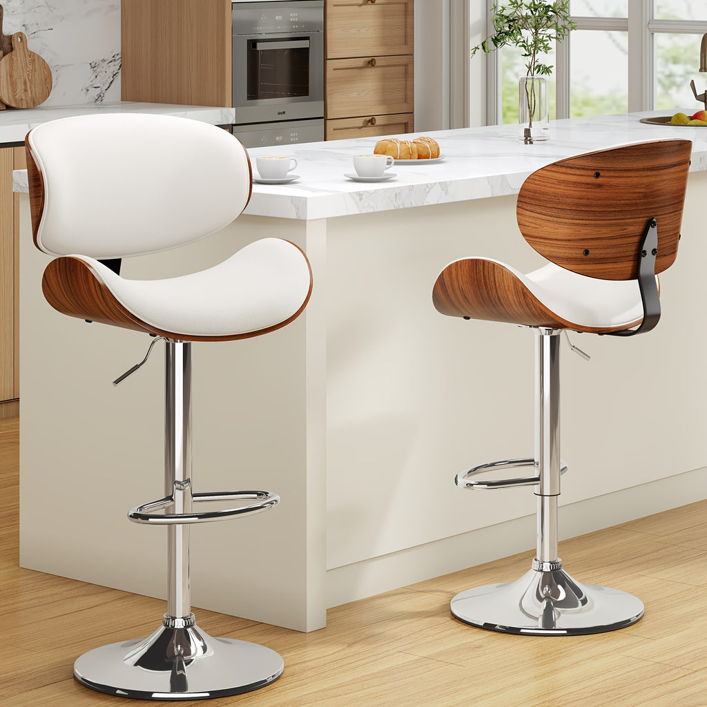 1 2pcs bar stools adjustable swivel faux leather bar stool