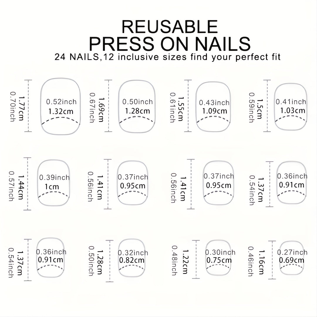 96pcs short square glossy cat eye press nails blue purple