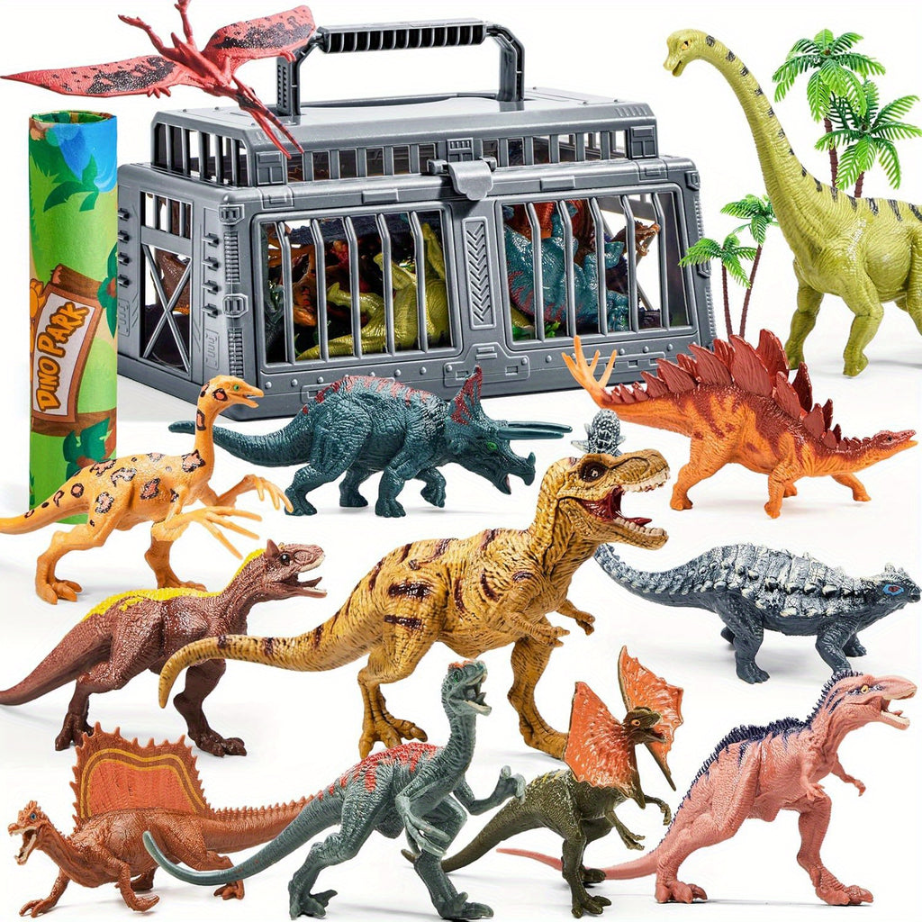 19pcs dinosaur toys kids ages 3 activity play mat storage