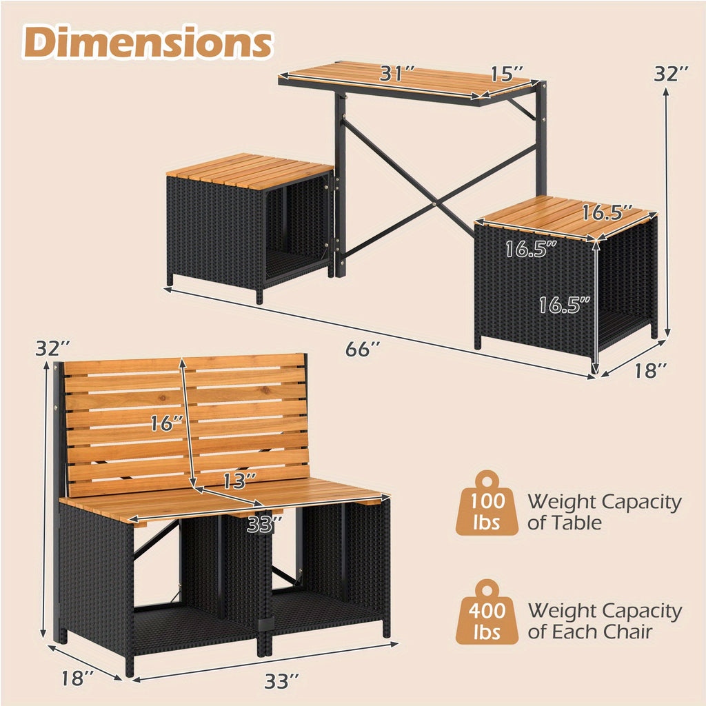 2 in 1 outdoor convertible bench transforming