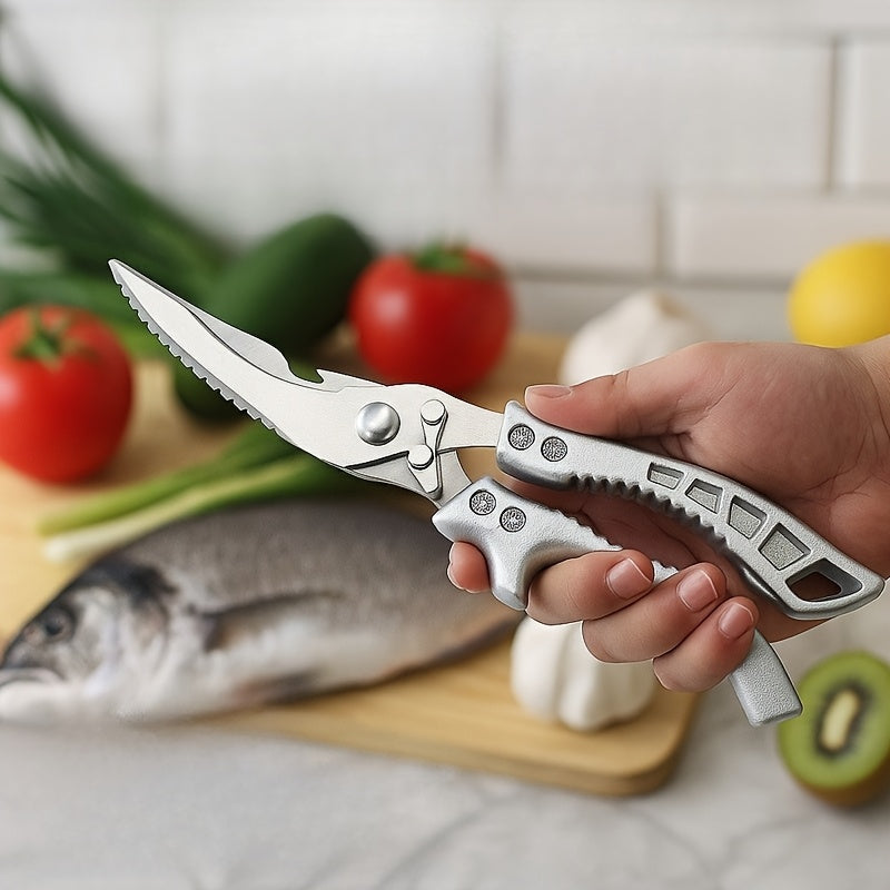 multi purpose carbon steel kitchen scissors ergonomic grip