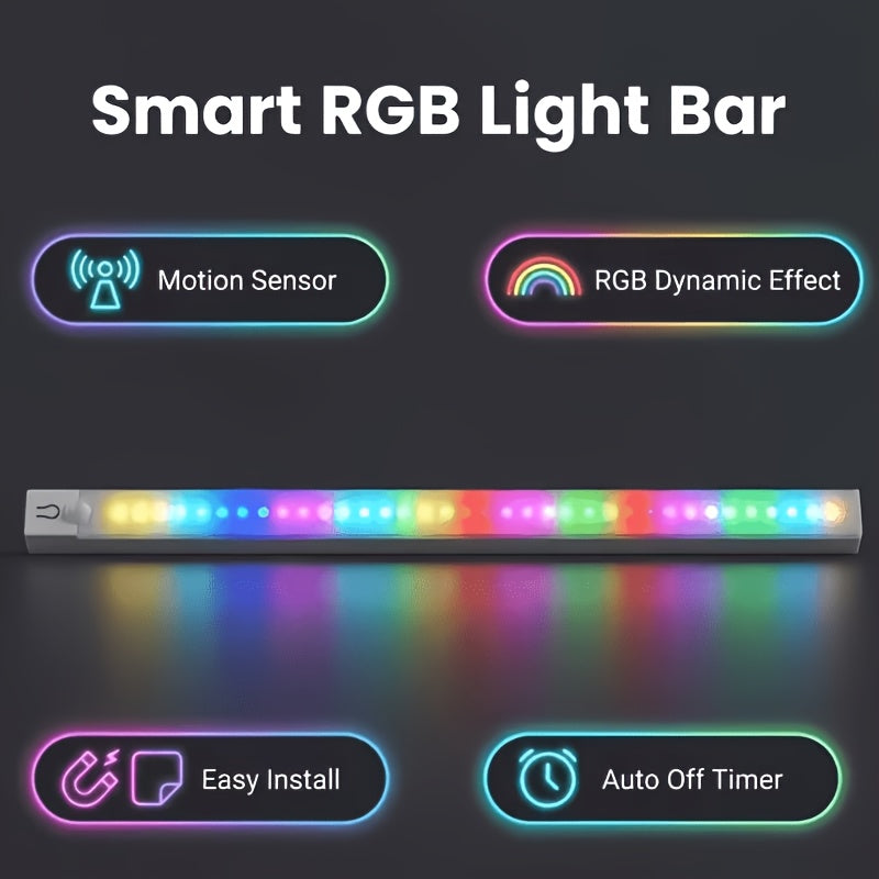 1pc night rgb motion sensor light bar 7 color