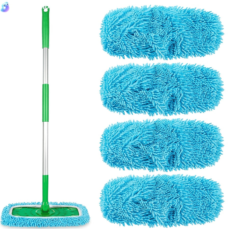 3 pack blue heavy duty reusable flat mop replacement heads 7