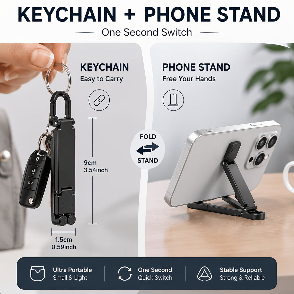 portable foldable mini key chain phone stand built