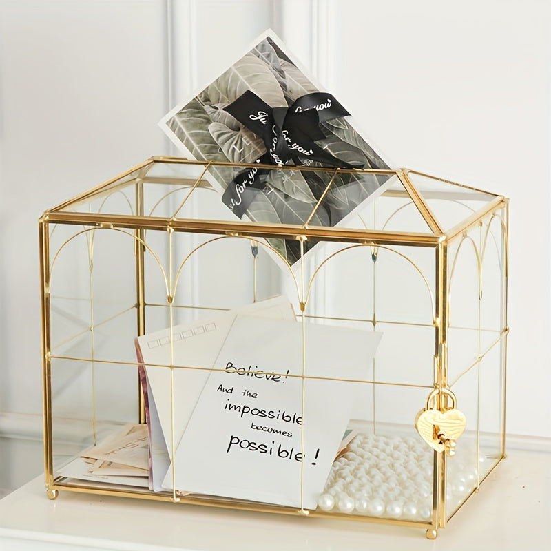 golden glass card box lock slots   inches   25 9cm