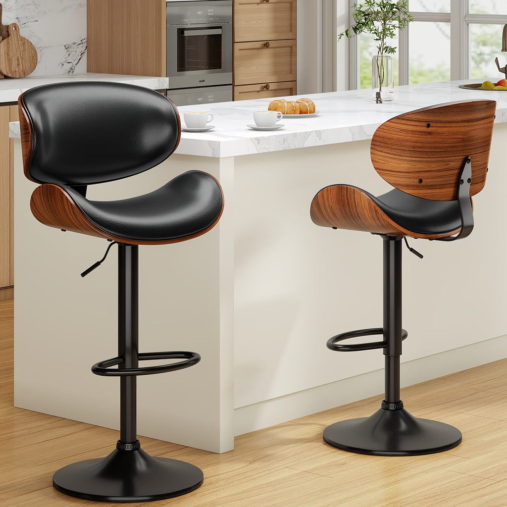 1 2pcs bar stools adjustable swivel faux leather bar stool