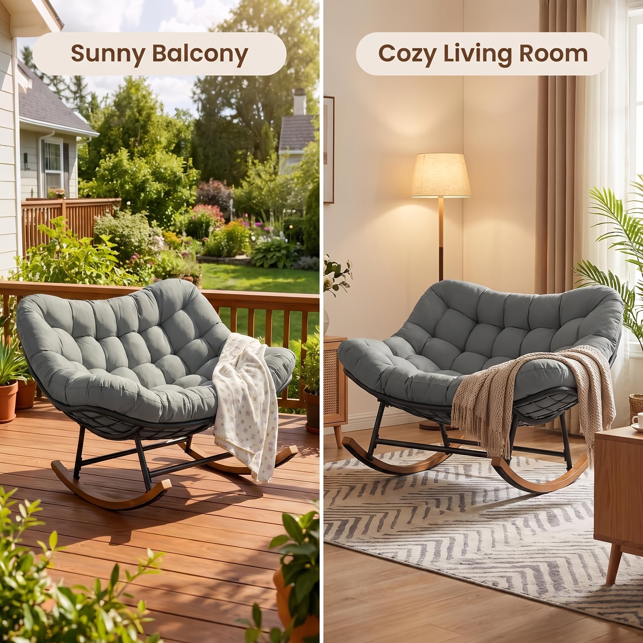 oversized double papasan rocking chair large curved seat