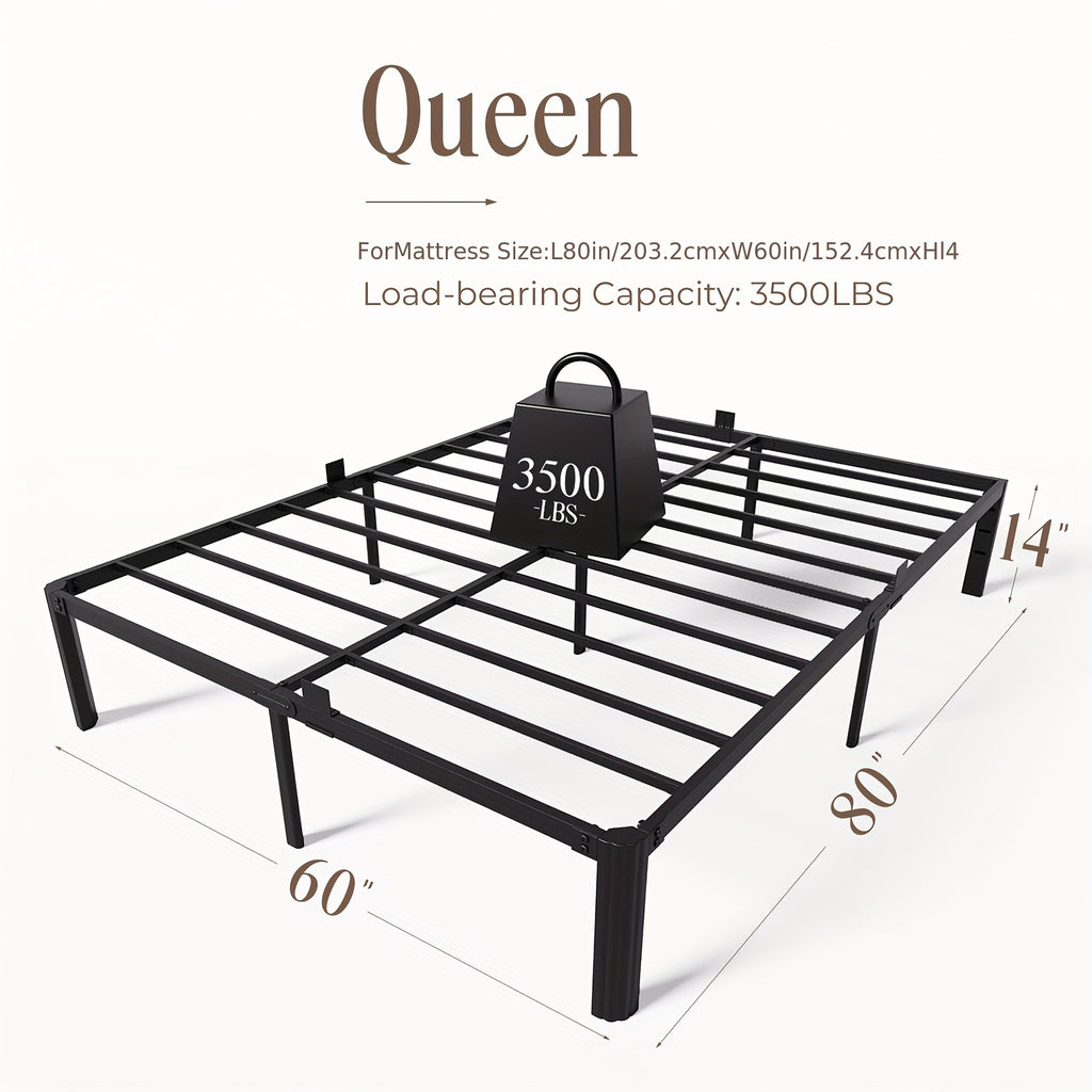14 inch black metal bed frame king queen full twin