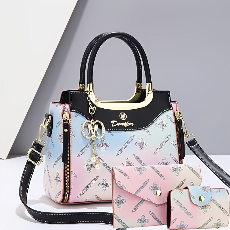 womens 3pcs handbag set fashion   bag geometric
