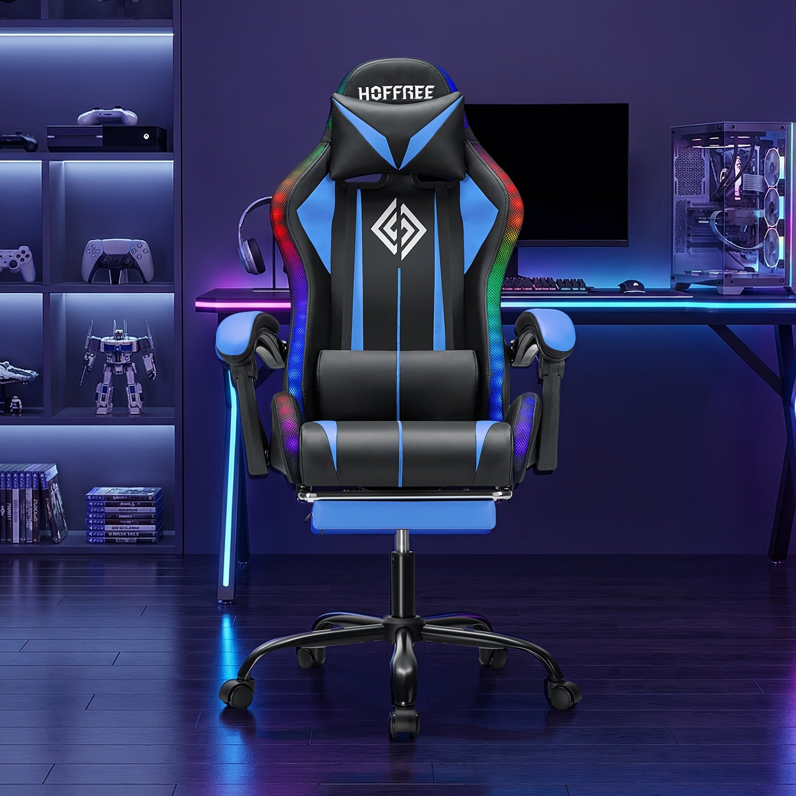 rgb gaming chair led lights massage ergonomic computer chair