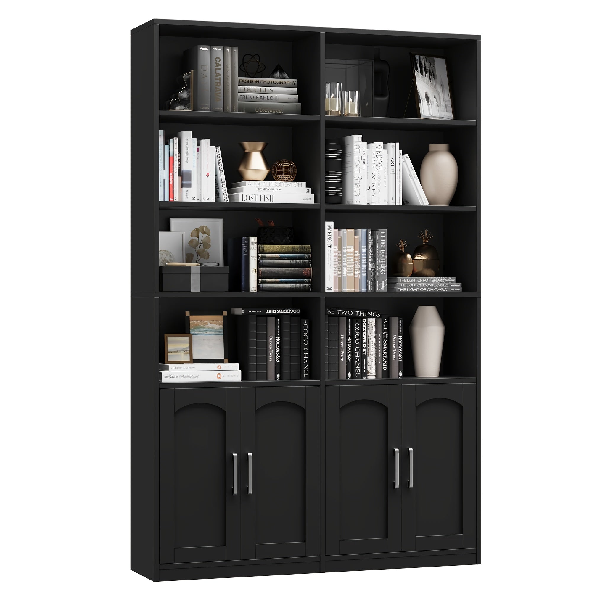fultru bookshelf bookcase doors 6 tier   large
