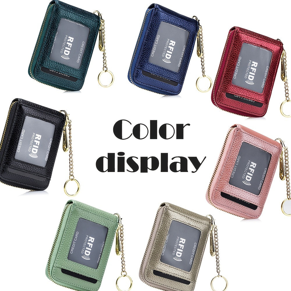 women rfid credit card holder wallet keychain id window
