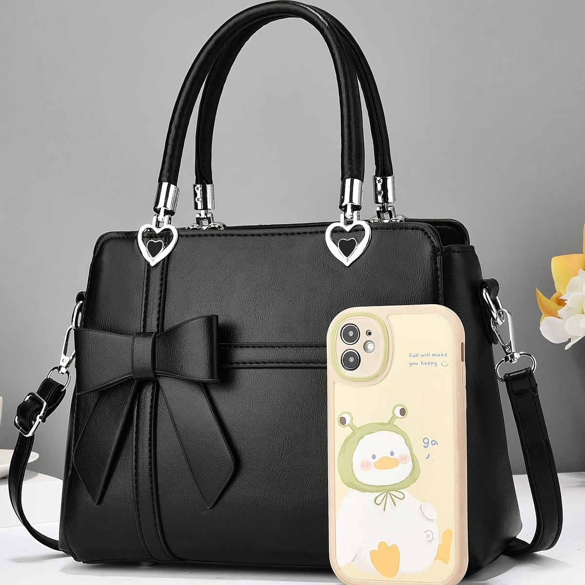 solid color bowknot handbag bags luggage temu