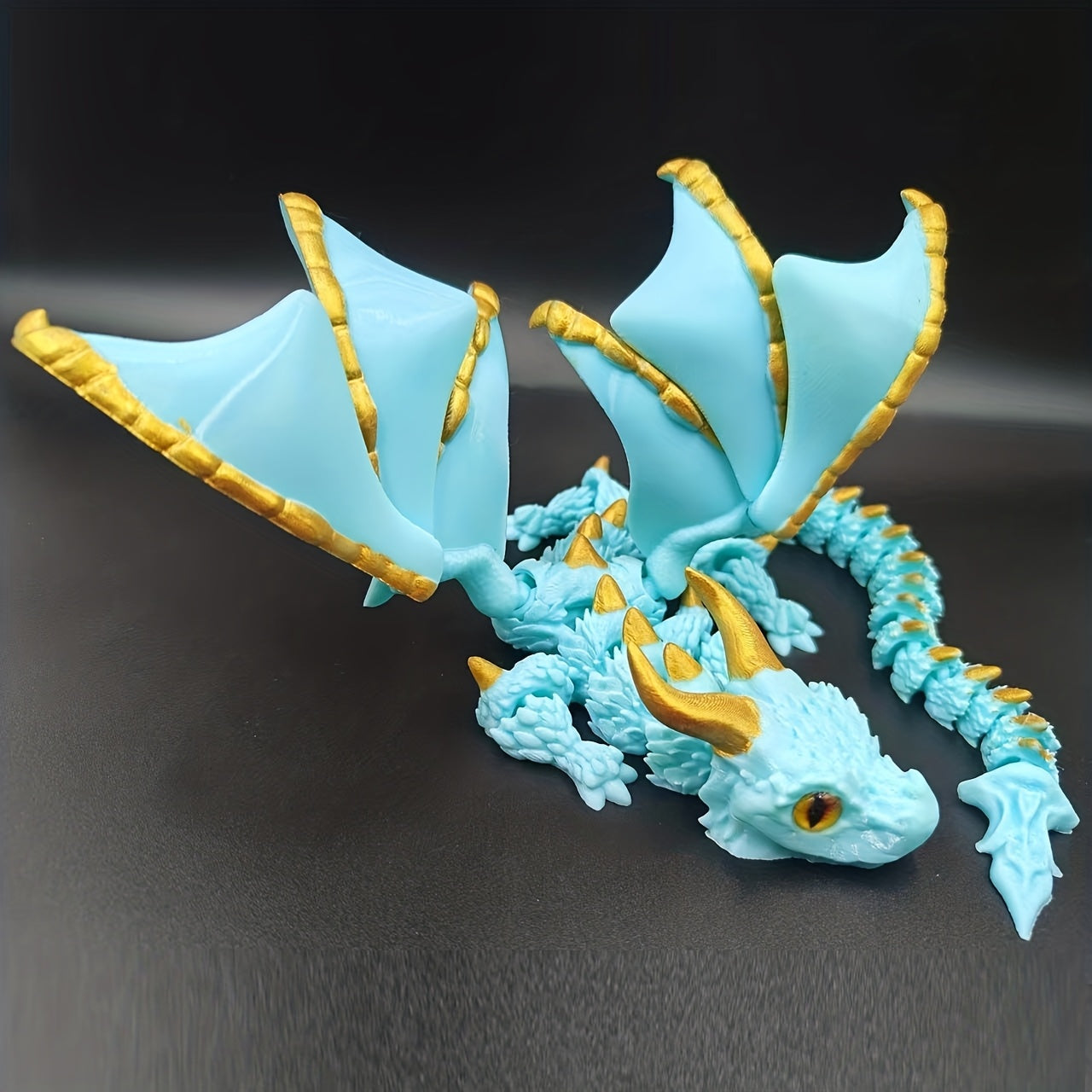 3d printed dual horned dragon statue flexi wings