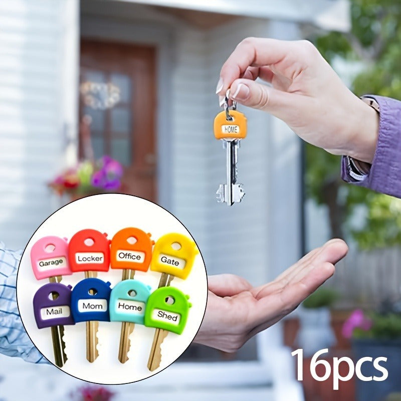 16pcs random color 8 keychains 8 cards labeled keychains