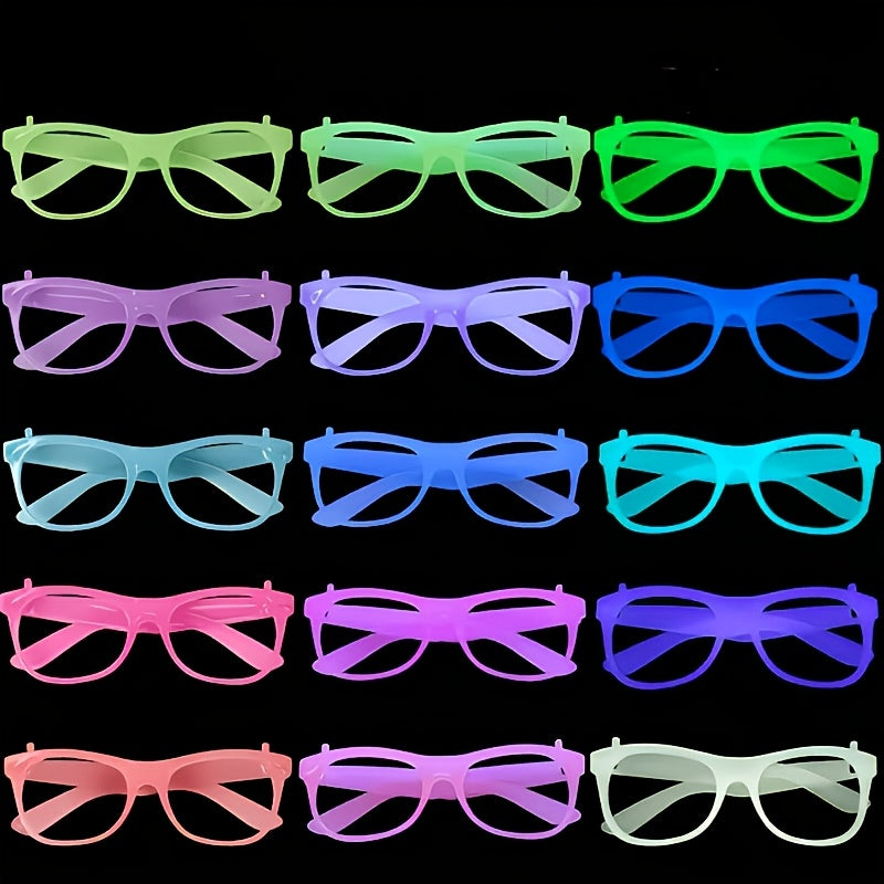 random 16  in dark party glasses neon green purple