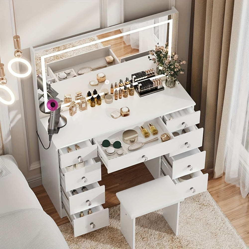 43 makeup vanity desk set featuring a power outlet