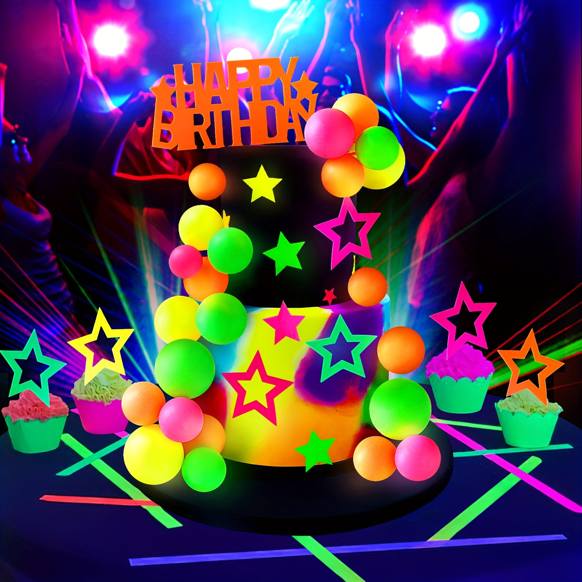 glowing glow ball cake toppers set   play cake